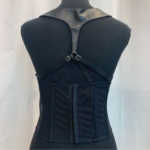 VICTORIA’S Secret black metallic silver stud rhinestone bustier corset 36C NWOT - Picture 8 of 13